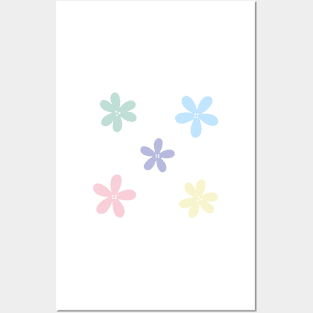 Abstract Flowers - Pastel Rainbow Posters and Art